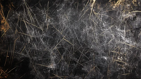 Weathered charcoal surface laced with bright golden scratches.