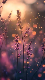 Backlit wildflower stalks glow against bokeh dusk air