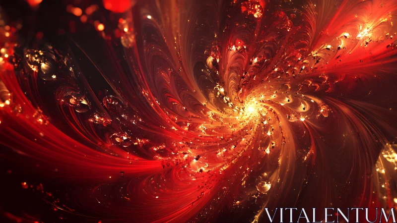 Radial red fractal vortex structure with luminous central core