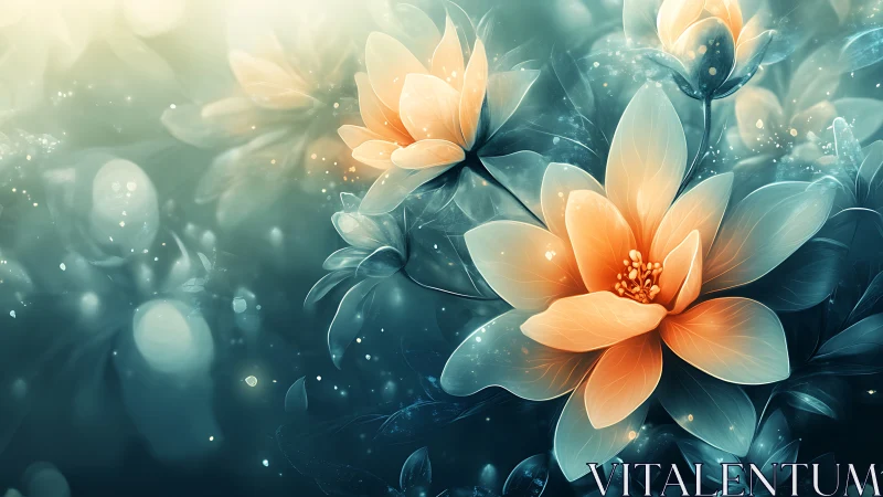 Ethereal Lotus Blooms Glowing in Twilight.