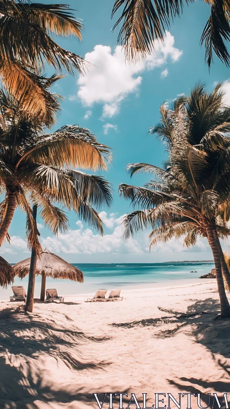 Tropical Paradise Awaits Under Swaying Palms.