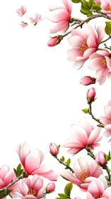 Pink Magnolia Blossoms in Delicate Spring Cascade.