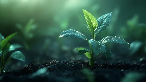 Dewlit Seedling Monarch Rising From Midnight Soil.