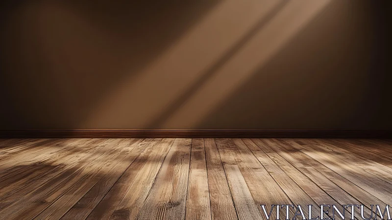 Sunlit hardwood floor planks in empty interior space