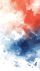 Cerulean and Vermilion Watercolor Cloudscape Gradient.