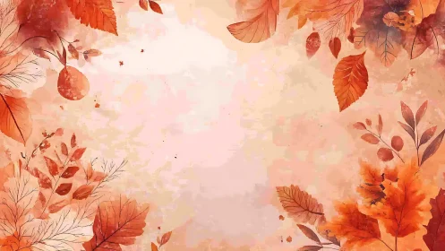 Gentle watercolor border of drifting autumn leaves and light.
