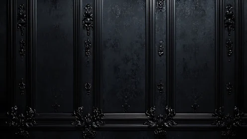 Midnight baroque wall panels with moody gothic ornament.