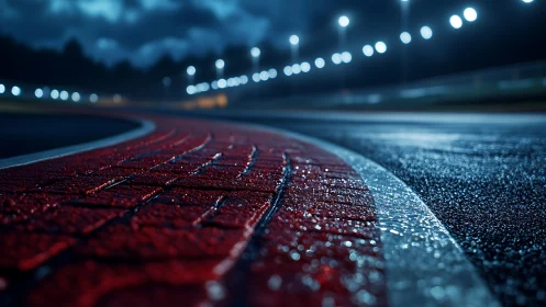 Rain-slick racing curb under restless midnight floodlights.