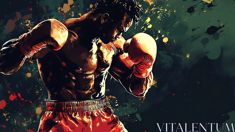 Champion Boxer Ready to Fight with Power and Strength