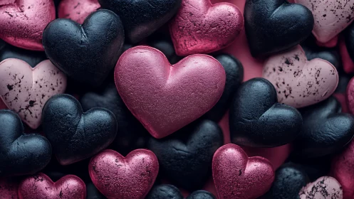 Velvet Hearts in Pink and Charcoal: A Love Story.