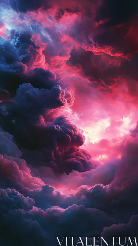 Volumetric neon storm clouds sculpt a luminous celestial vortex