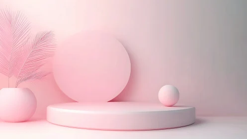 Monochrome pink 3D podium scene with soft diffused global lighting