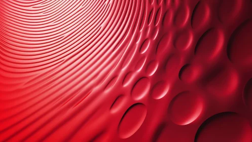 Radial red relief surface with concave cellular geometry.