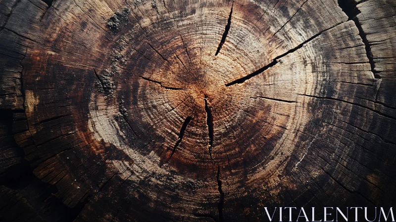 Close-up of Tree Trunk Rings in Natural Rustic Style.