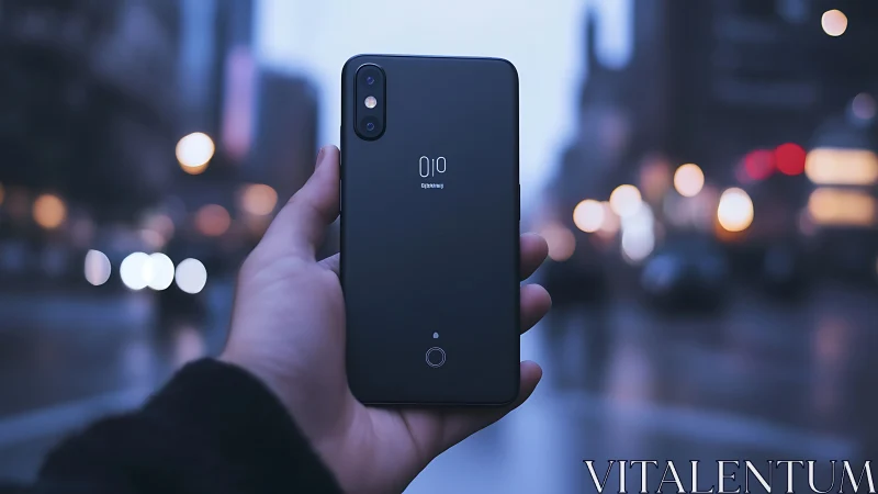 Capturing Urban Nights: Dark Smartphone in Hand