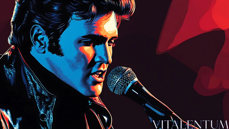 Retro singer portrait glows in bold neon stage lighting.