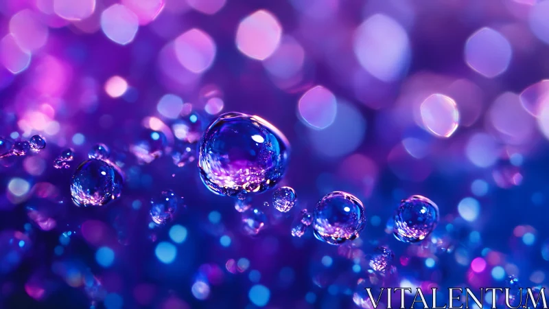 Starlit droplets drift through neon violet bokeh galaxies.