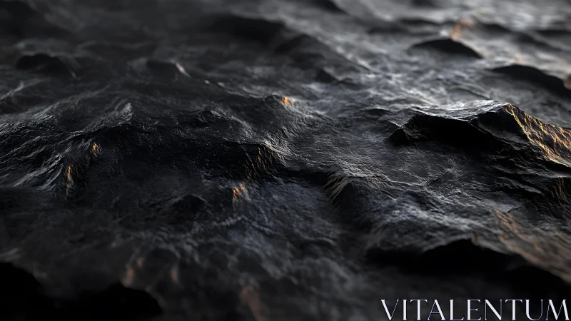 Close-up of dark rocky surface with dramatic lighting, realistic style.