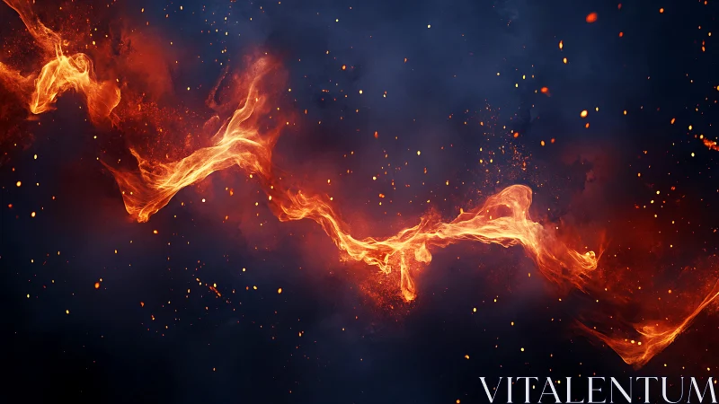 Luminous Fire Formation Against Dark Background