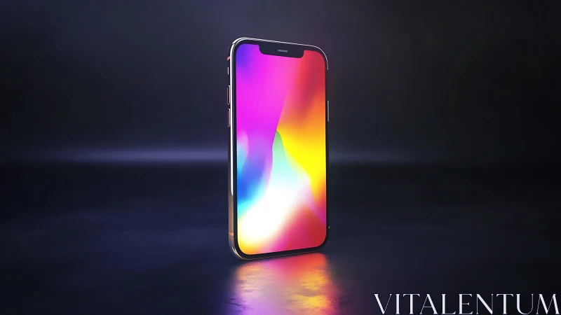 Sleek smartphone glows with vivid colors on a dark stage