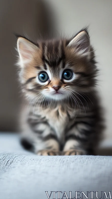Tiny Tiger Emerges: Striped Kitten with Mesmerizing Blue Eyes