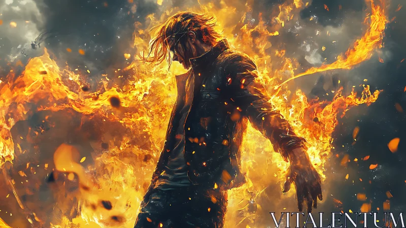 Flameborn wanderer bending wildfire into a raging halo.