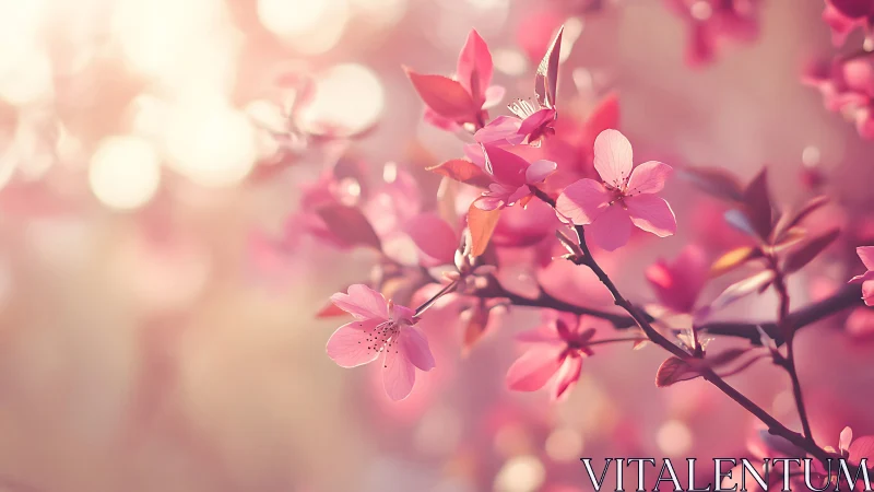 Pink Blossoms in Soft Focus Light.