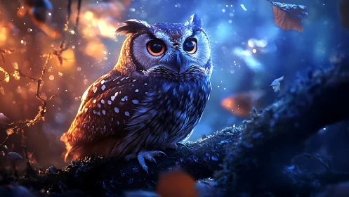 Enchanting Owl in Magical Forest, Cinematic Fantasy Art Style.
