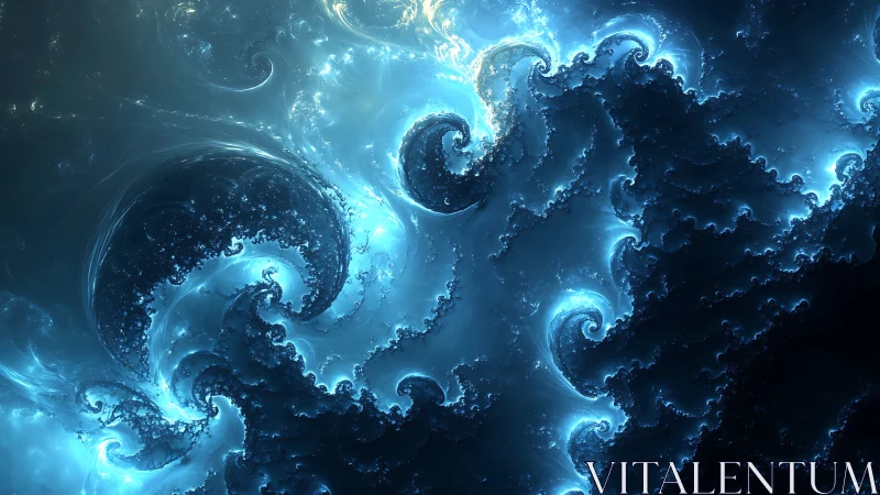 Luminescent fractal waves form turbulent abstract energy field