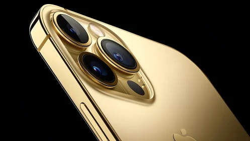 Premium Gold Smartphone Rear Camera System Product Render.