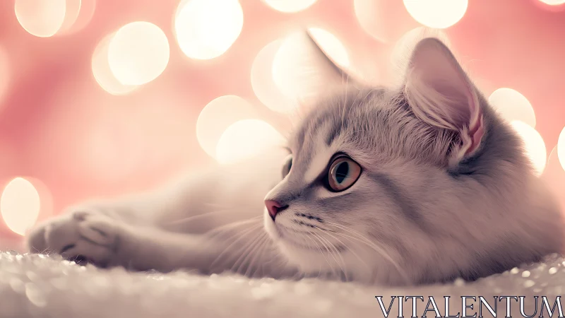 Feline Subject Rendered with Soft Focus Bokeh Against Warm Pink Tone