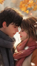 Two Hearts Entwined in Autumn's Golden Embrace