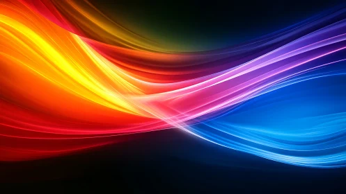 Digital painting of luminous chromatic waveforms in motion.