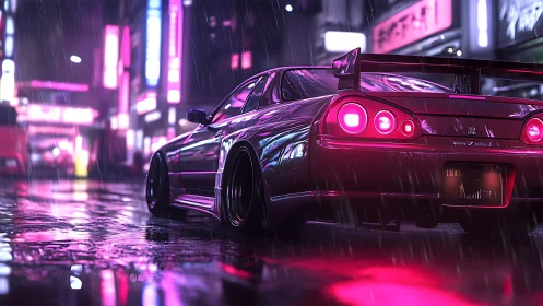 Neon rain tattoos a street racer’s chrome undercity prowl