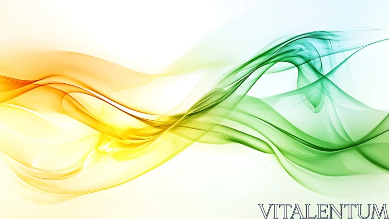 Yellow green flowing waves form luminous abstract motion