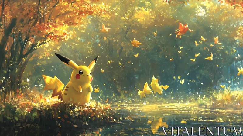 Electric creature studies autumn forest lighting and water reflections