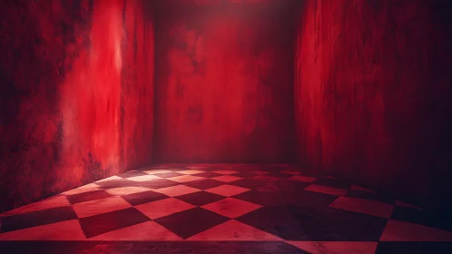 Bold red checkered room invites curious, imaginative stories