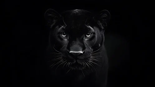 Black Panther Portrait with High-Contrast Studio Lighting and Sharp Eye Reflection