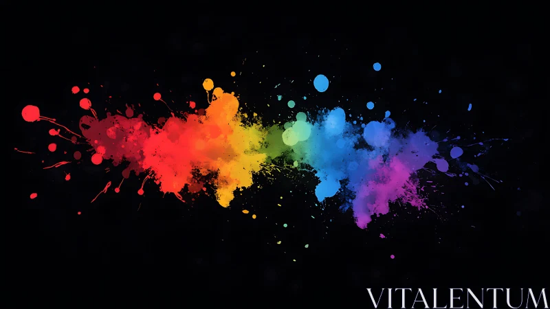 Spectrum colored paint splashes form horizontal central band