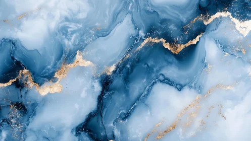 Elegant Blue Marble Abstract with Gold Veins, Modern Art Design.
