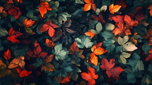 Digital foliage tapestry with saturated autumn leaf geometry.