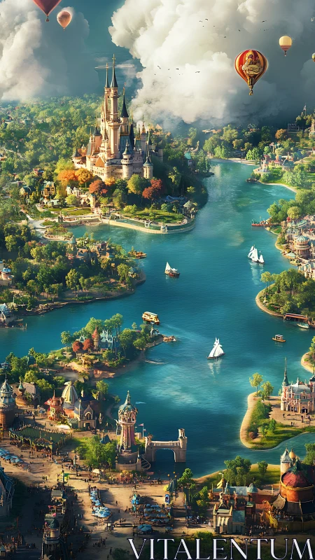 Dreamy riverside kingdom welcomes hot air balloons and boats