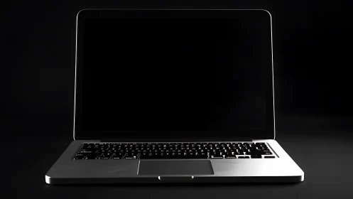 Silent silver laptop throne in a pool of midnight.