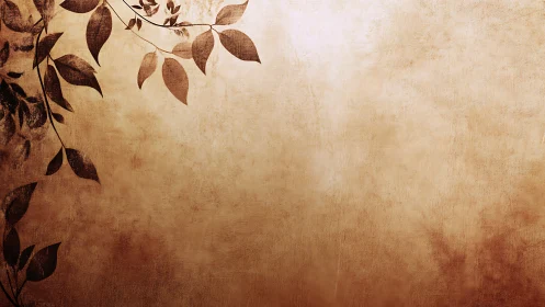 Sepia vine silhouette on textured parchment gradient wall.