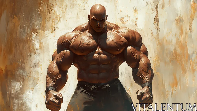 Colossal strength poised in a storm of painted light.