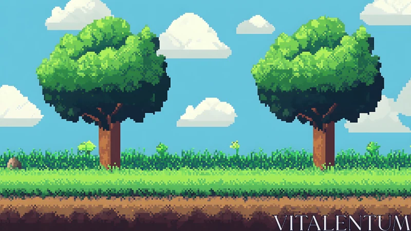 Sunny pixel forest lane where retro trees quietly glow.