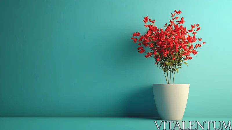 Vibrant Red Flowers in Minimalist Turquoise Setting