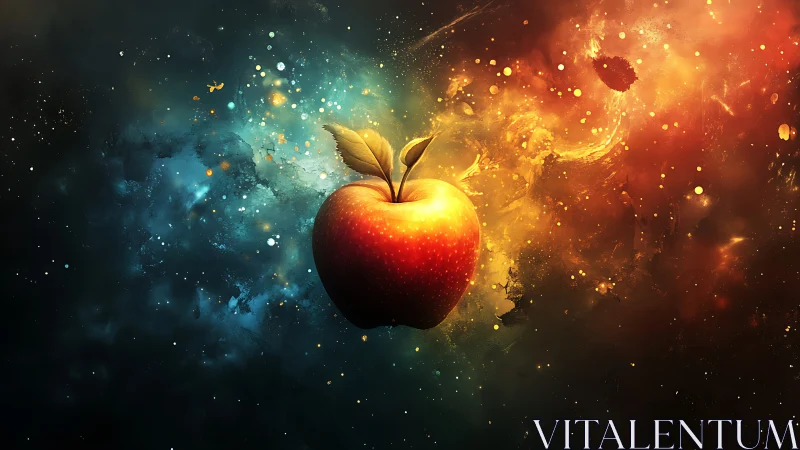 Cosmic chromatic apple suspended in bipolar nebular field.