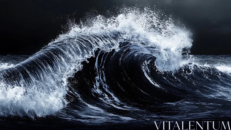 Monochrome storm surge crest with dramatic ocean texture.