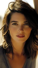 Photorealistic close-up portrait in soft sunlit shallow focus.